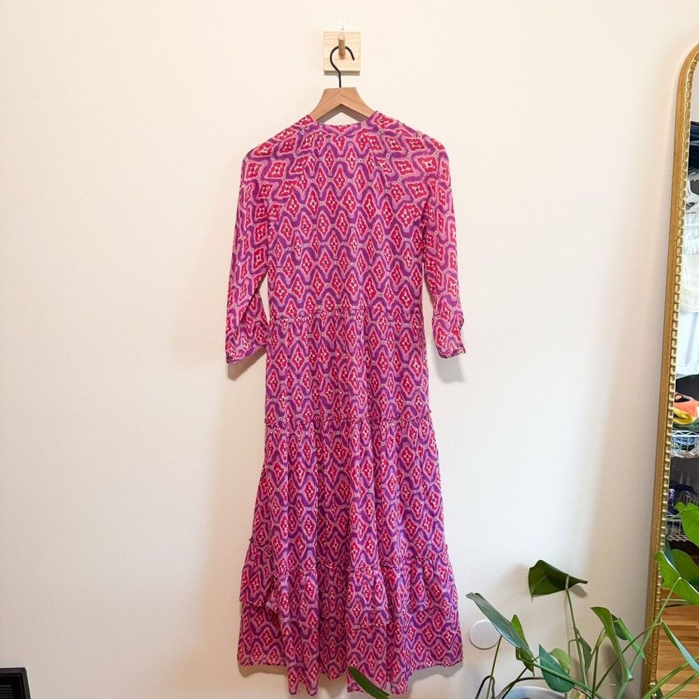 Banjanan Purple Geo Boho Print Tired Midi Dress Size XS - Picture 6 of 8